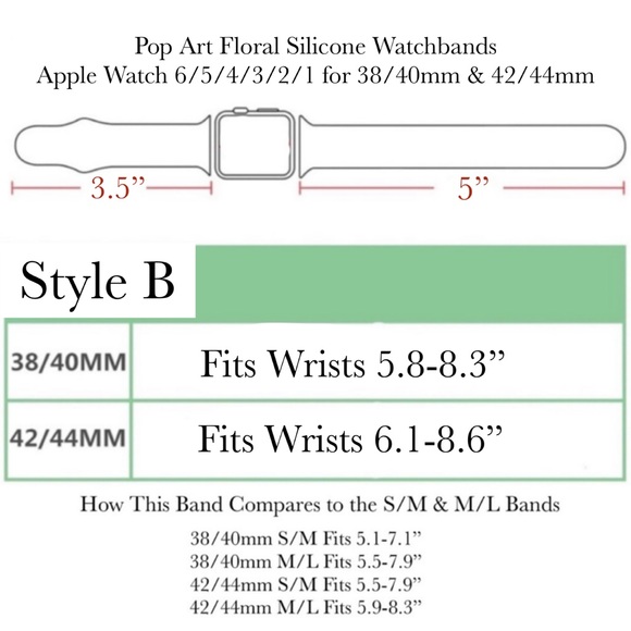 Pop Art Floral Silicone Watchband for Apple - Picture 15 of 16